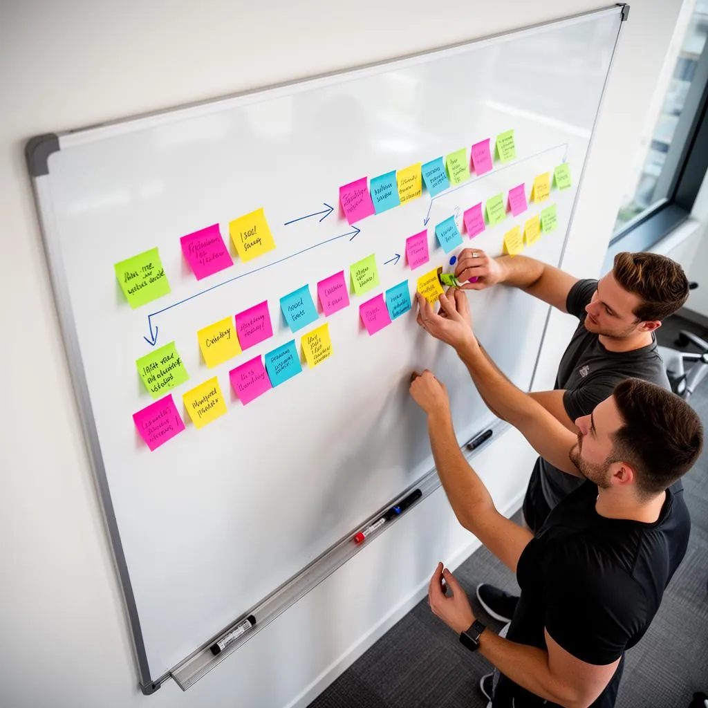 Client journey flowchart showing the online coaching process from lead capture to retention
