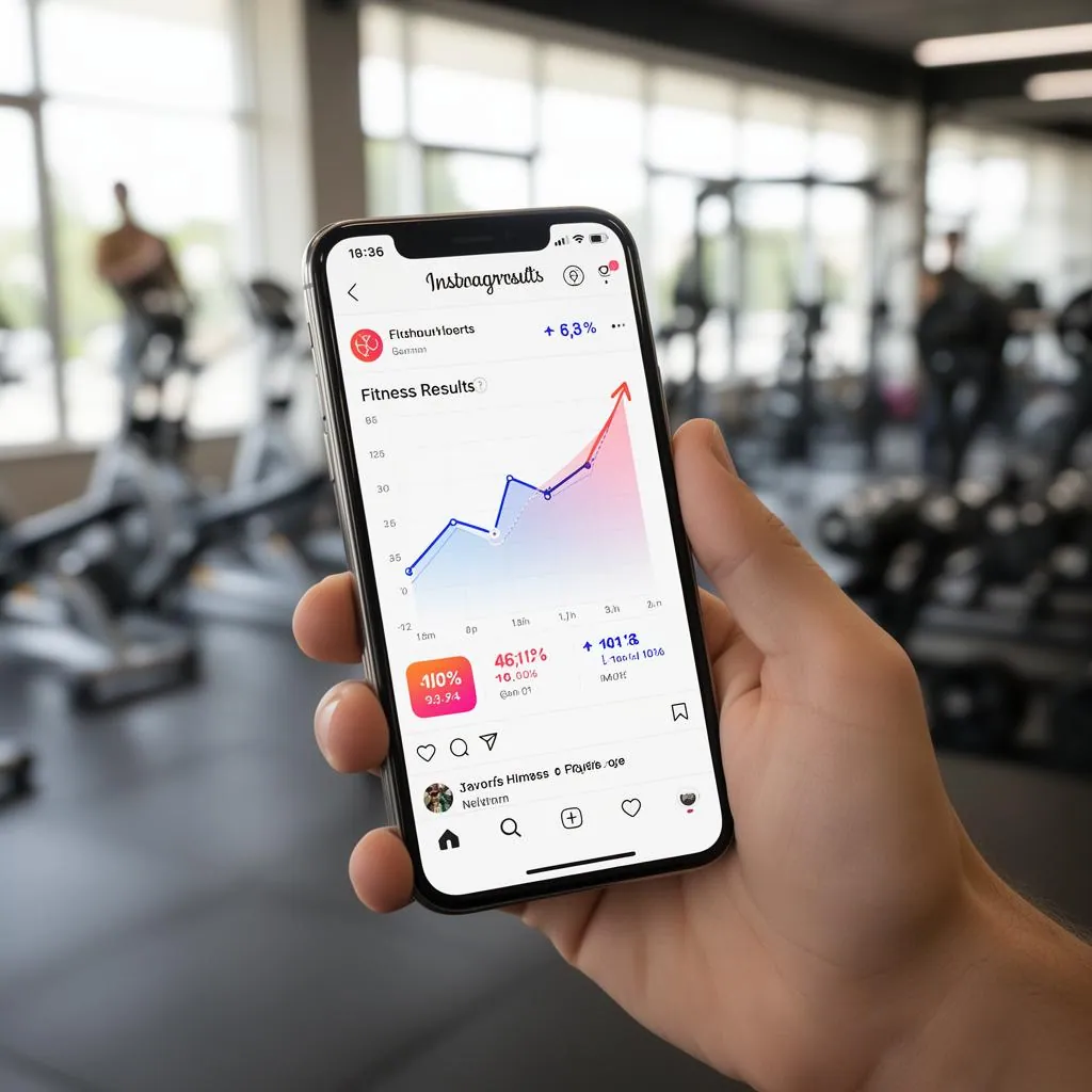 Smartphone showing a Reddit fitness post with upvotes and engagement on a gym bench