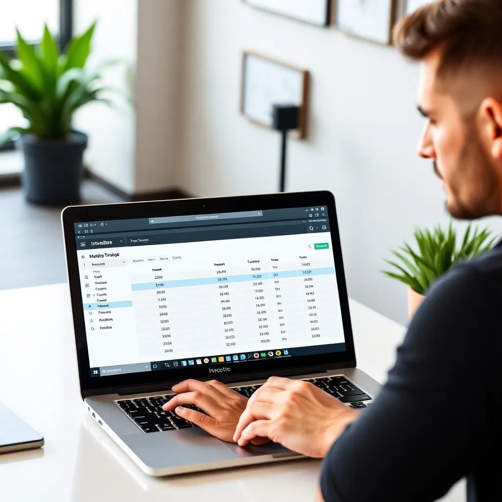 A laptop screen displaying a subscription billing dashboard with a monthly recurring revenue line chart trending steadily upward for a trainer