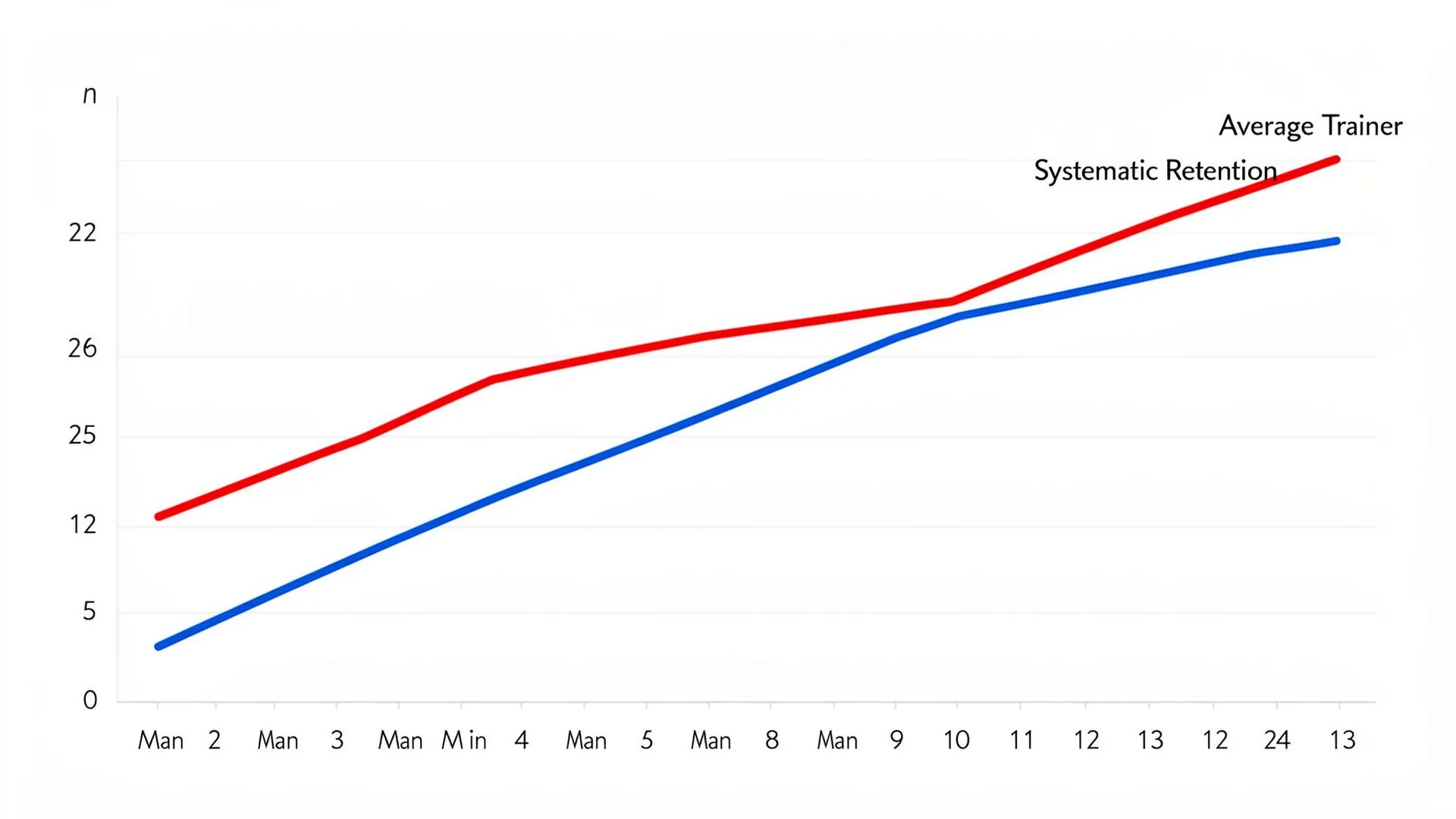Graph showing personal training client lifetime value increasing dramatically when retention extends from 3 months to 12 months