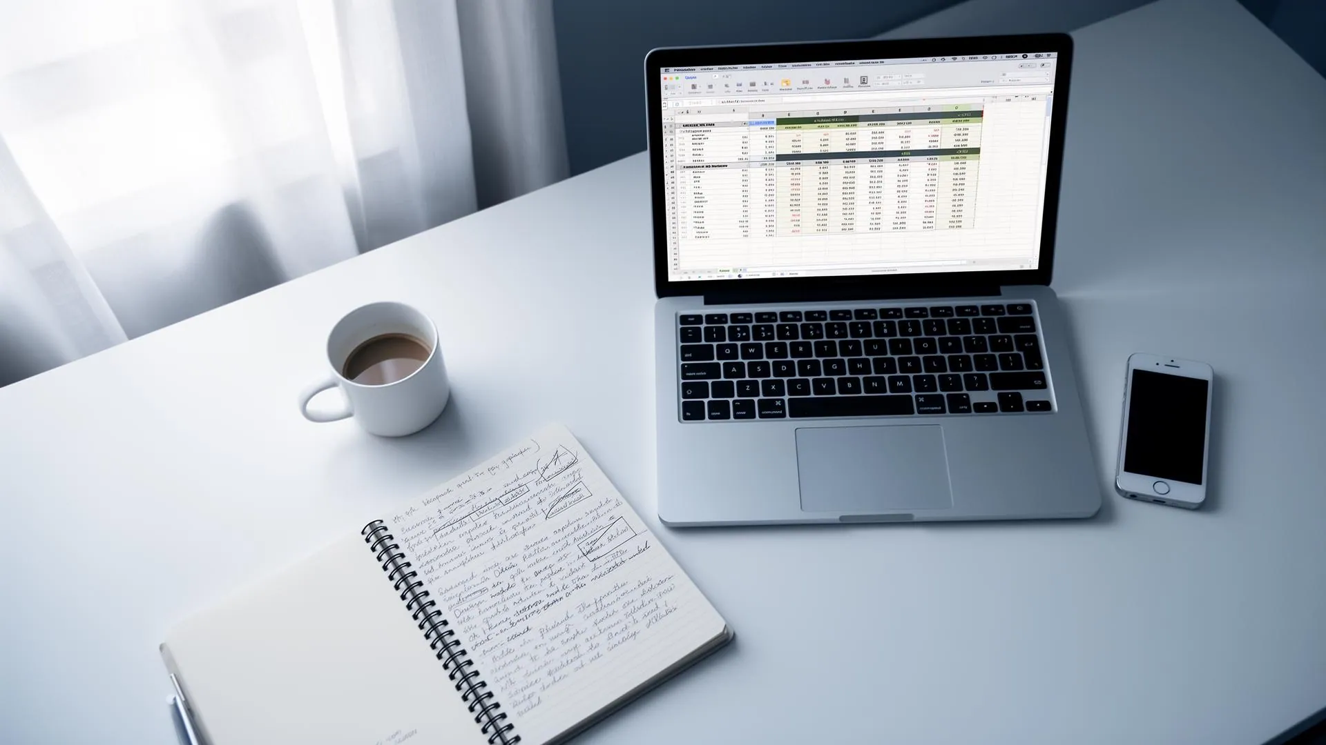Personal trainer business plan template spread across a desk with financial projections and marketing strategy notes