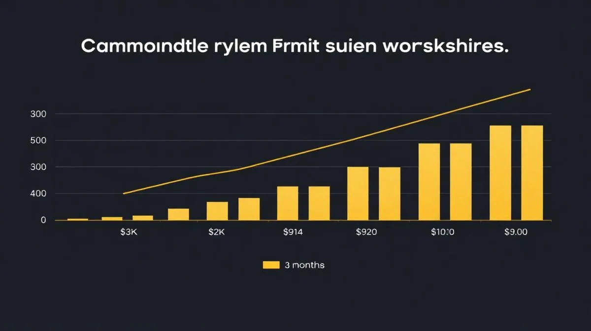 Revenue growth chart showing compounding monthly income from partner workshops, ascending from $3K to $9K over three months