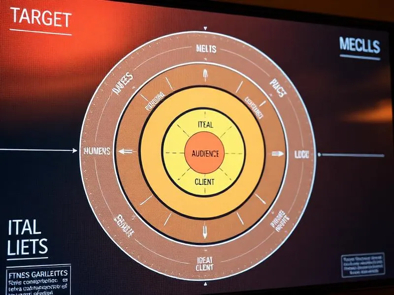 Target audience bullseye diagram showing concentric circles with ideal client traits for fitness professionals