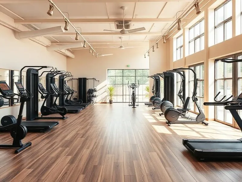 A welcoming modern fitness studio with accessible equipment and open floor plan