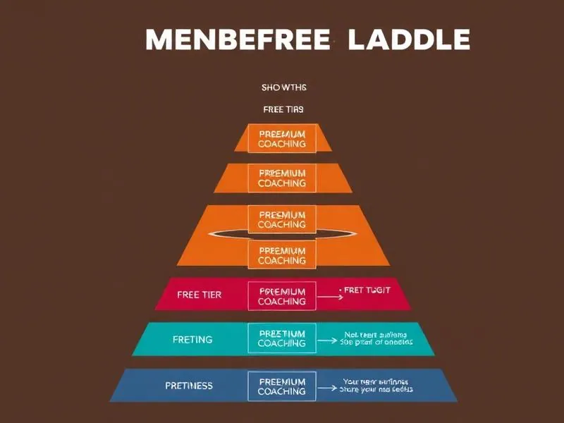 Membership ladder diagram showing pricing tiers from free to premium coaching