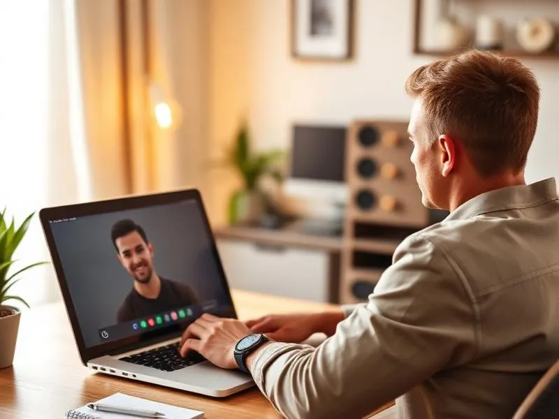 Personal trainer on a video sales call with a potential client on laptop screen