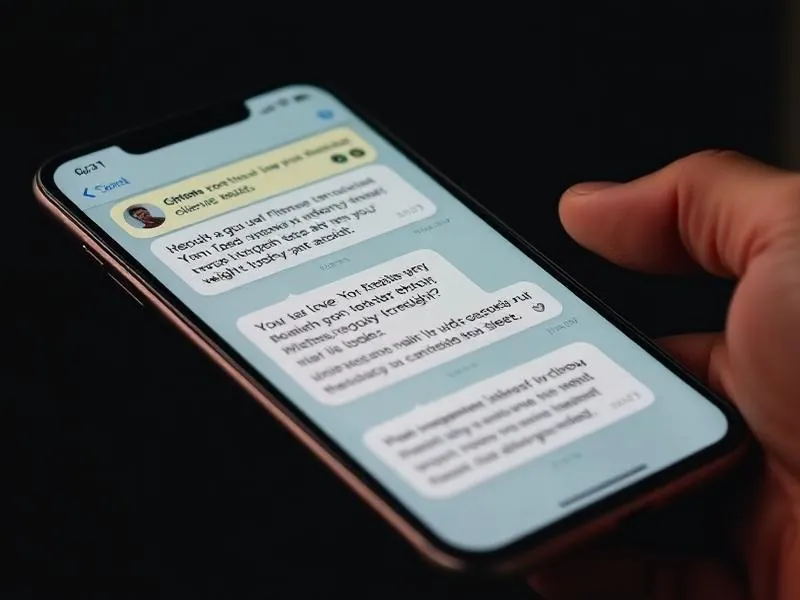 Smartphone showing excited client text messages about fitness progress and weight loss results