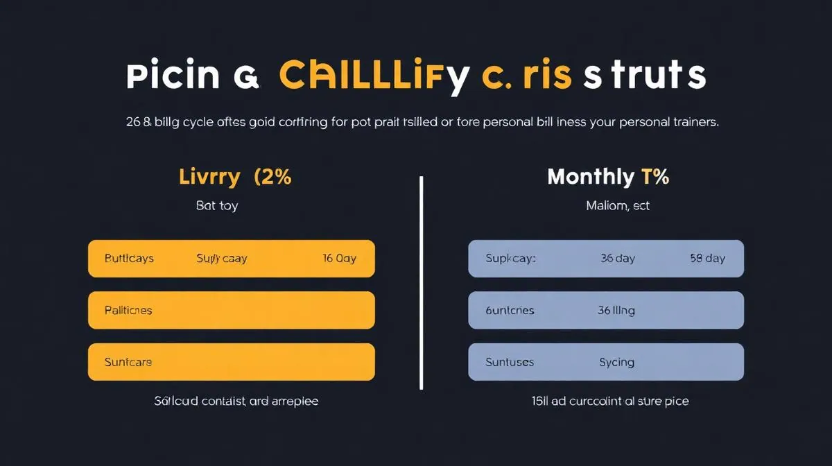 Pricing comparison chart showing 28-day billing cycle versus traditional monthly billing for personal training businesses